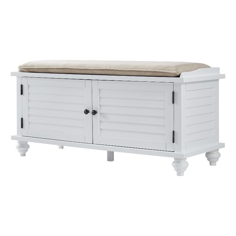 iNSPIRE Q Velvet Cushion Wood Storage Bench - White