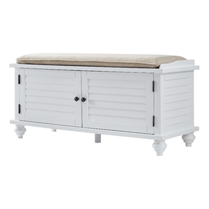 iNSPIRE Q Velvet Cushion Wood Storage Bench - White