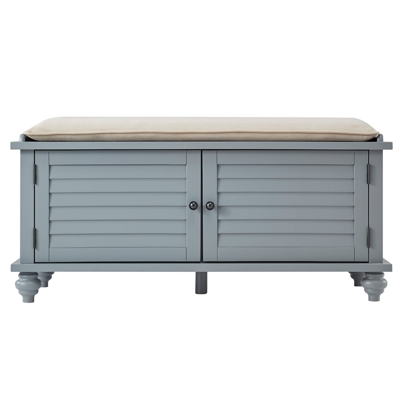 iNSPIRE Q Velvet Cushion Wood Storage Bench - Gray