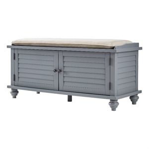 iNSPIRE Q Velvet Cushion Wood Storage Bench - Gray