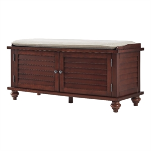 iNSPIRE Q Velvet Cushion Wood Storage Bench - Espresso