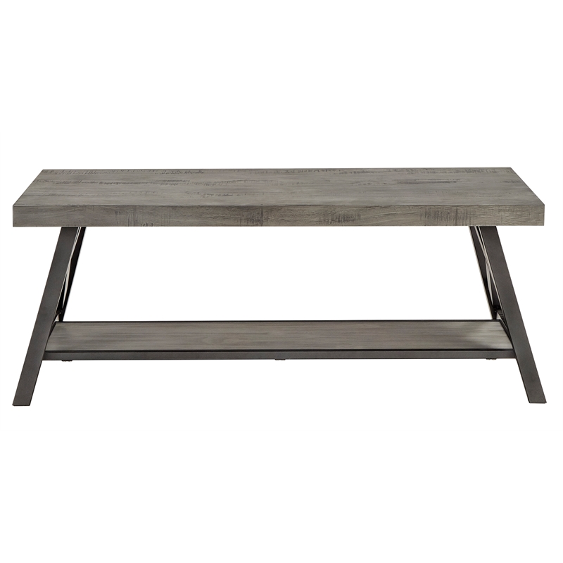 iNSPIRE Q Traditional Engineered Wood Coffee Table with Lower Shelf in Gray