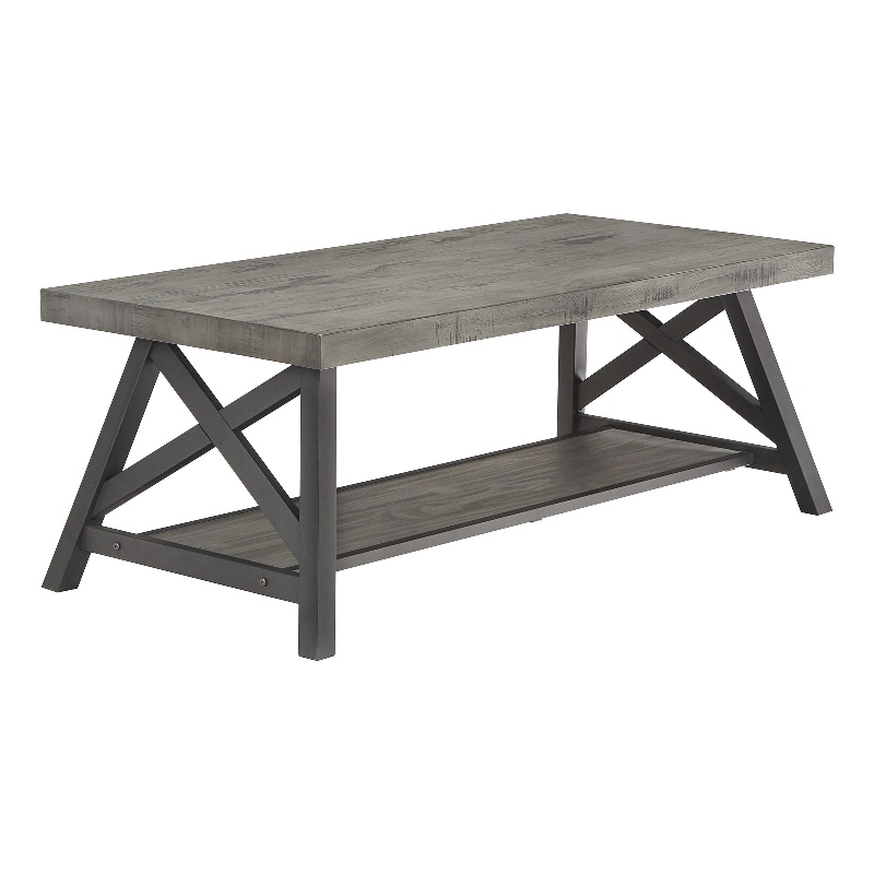 iNSPIRE Q Traditional Engineered Wood Coffee Table with Lower Shelf in Gray
