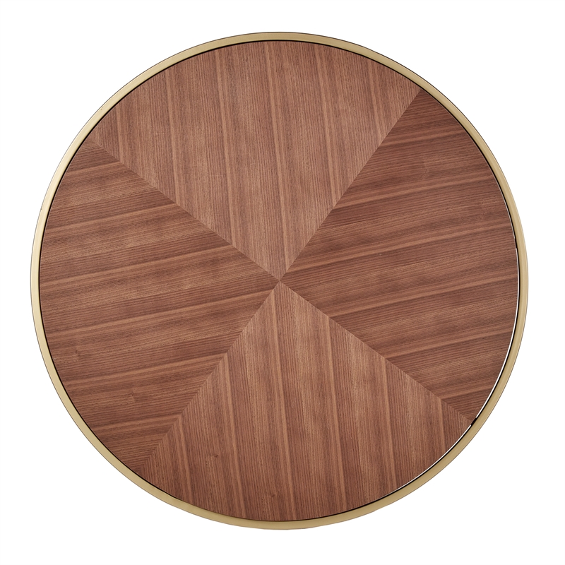 iNSPIRE Q Round Contemporary Wood & Metal Coffee Table in Natural/Gold