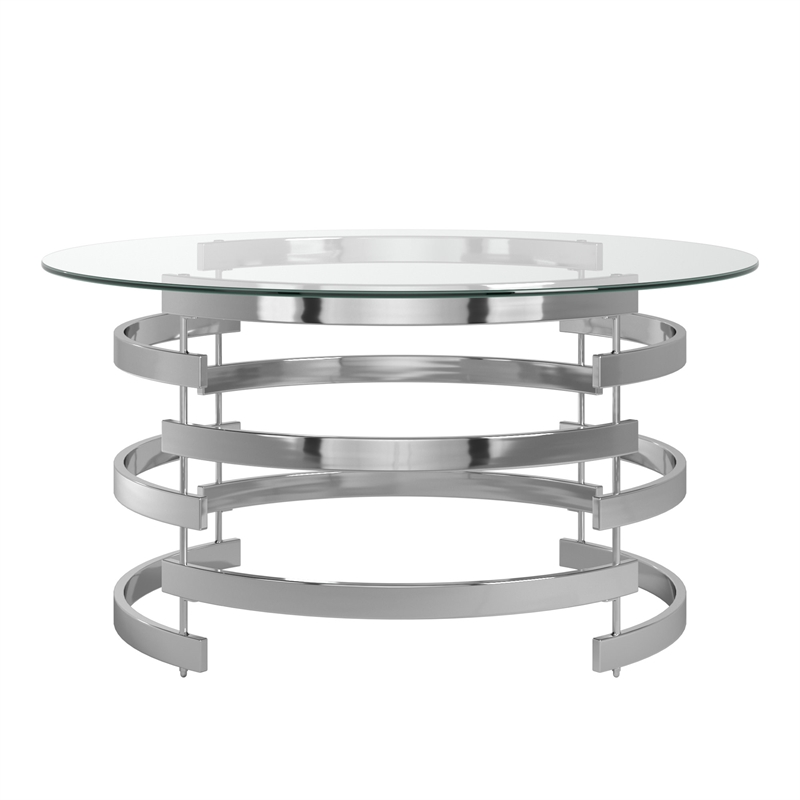 iNSPIRE Q Modern Metal & Tempered Glass Coffee Table in Chrome/Clear
