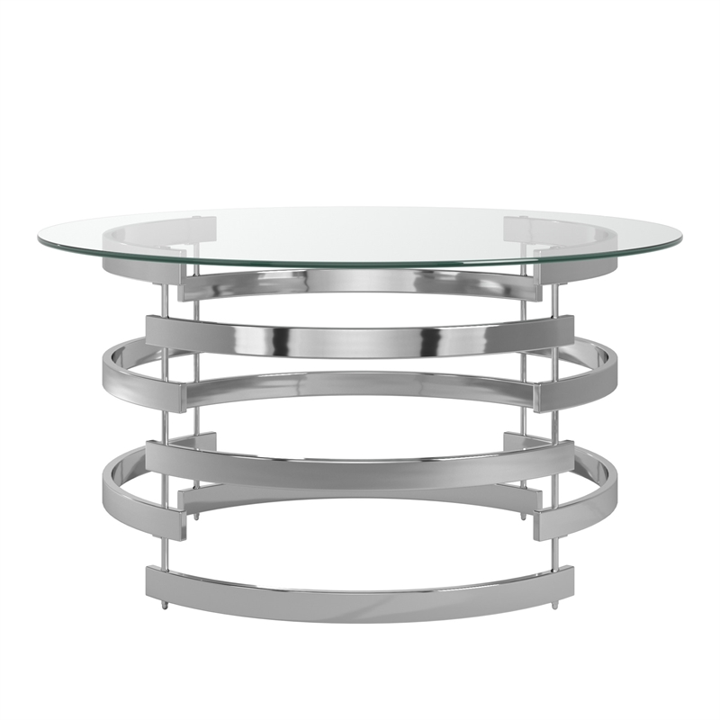 iNSPIRE Q Modern Metal & Tempered Glass Coffee Table in Chrome/Clear