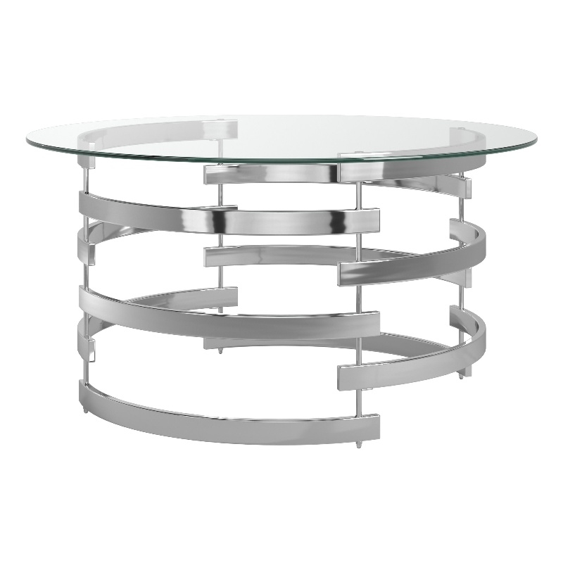 iNSPIRE Q Modern Metal & Tempered Glass Coffee Table in Chrome/Clear