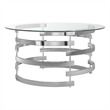 iNSPIRE Q Modern Metal & Tempered Glass Coffee Table in Chrome/Clear