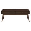 iNSPIRE Q Wood 2-Drawer Coffee Table with Tapered Legs in Dark Walnut