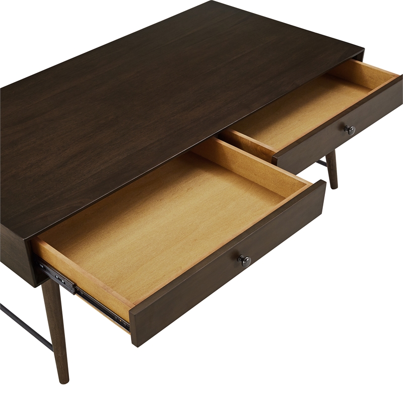 iNSPIRE Q Wood 2-Drawer Coffee Table with Tapered Legs in Dark Walnut