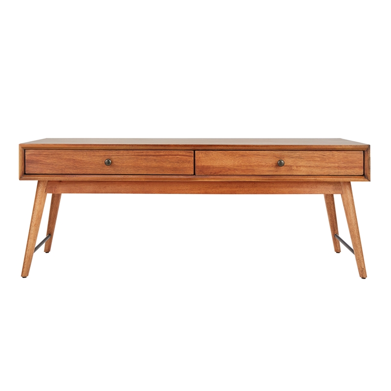 iNSPIRE Q 2-Drawer Wood Coffee Table with Tapered Legs in Brown
