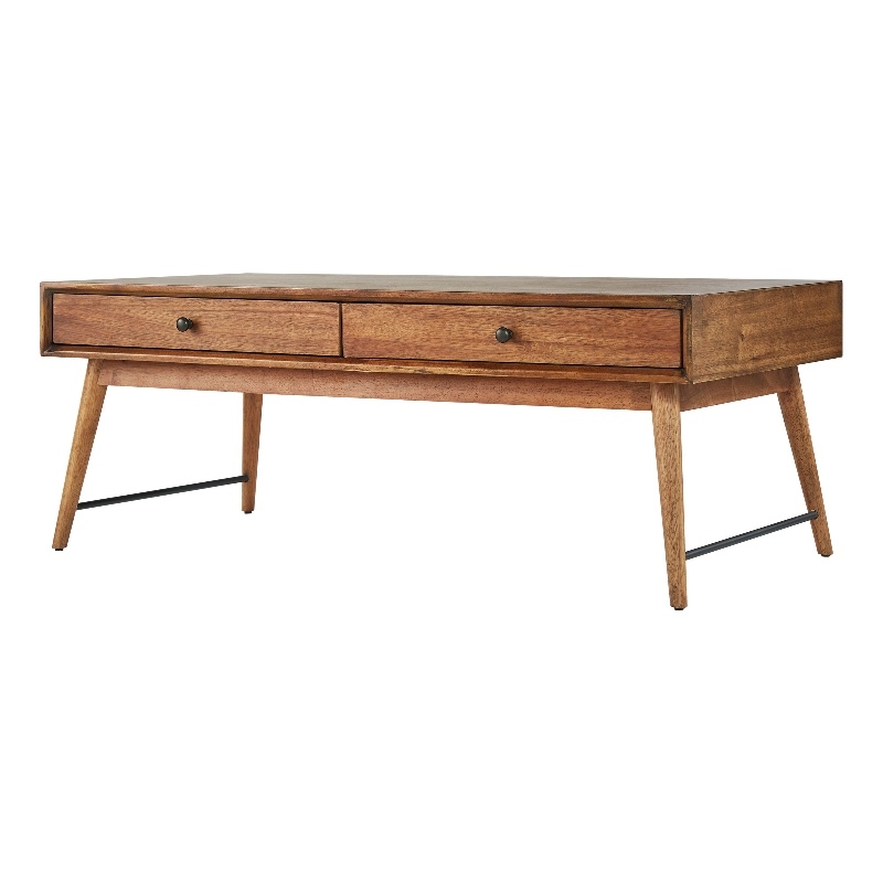 iNSPIRE Q 2-Drawer Wood Coffee Table with Tapered Legs in Brown