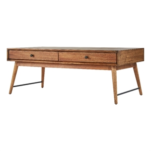 iNSPIRE Q 2-Drawer Wood Coffee Table with Tapered Legs in Brown