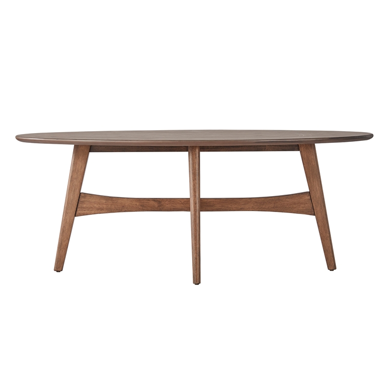 iNSPIRE Q Contemporary Oval Wood Coffee Table with Tapered Legs in Dark Walnut