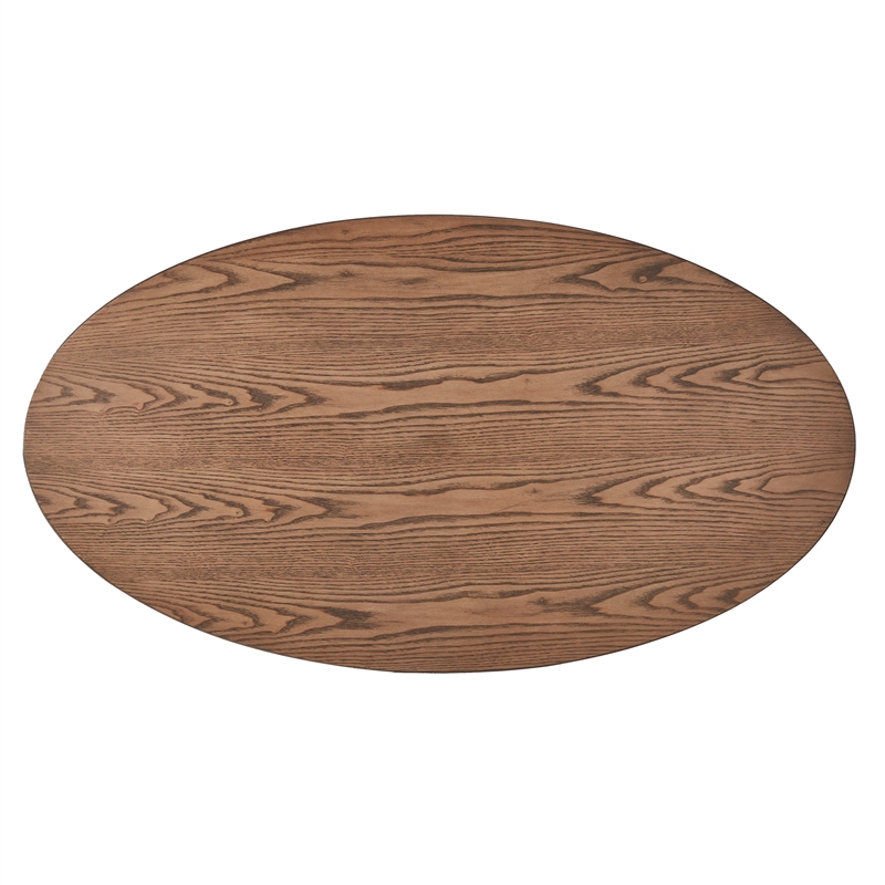 iNSPIRE Q Contemporary Oval Wood Coffee Table with Tapered Legs in Dark Walnut