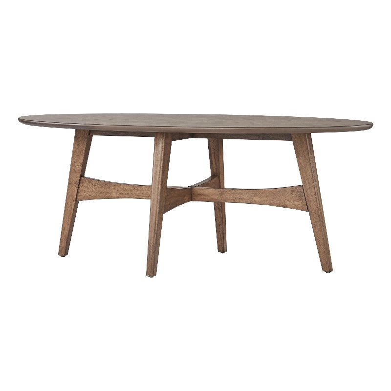 iNSPIRE Q Contemporary Oval Wood Coffee Table with Tapered Legs in Dark Walnut