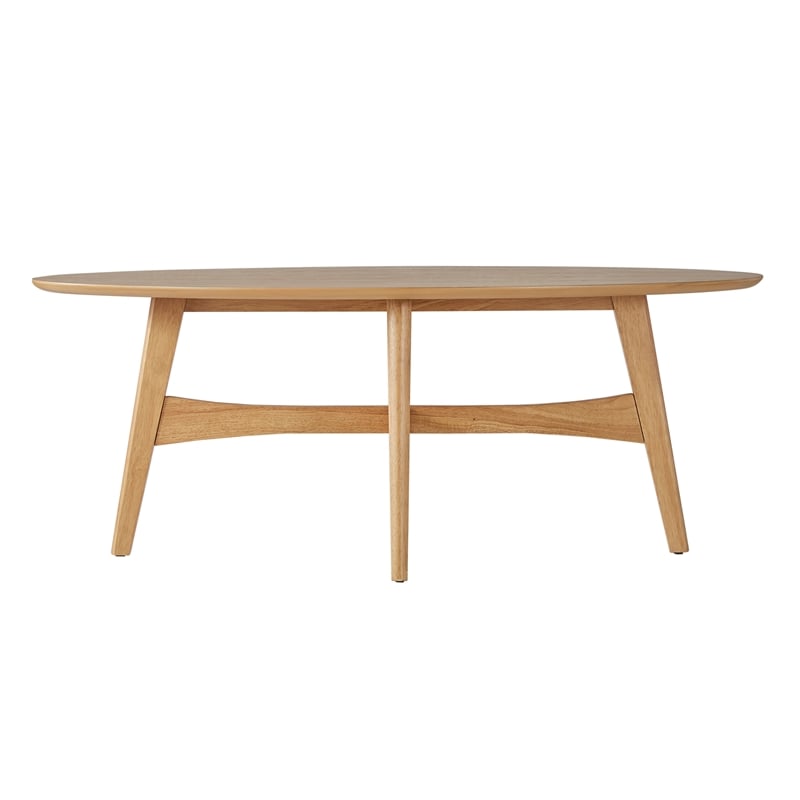 iNSPIRE Q Oval Contemporary Wood Coffee Table with Tapered Legs in Light Oak