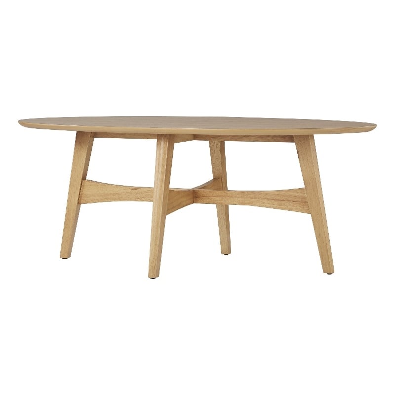 iNSPIRE Q Oval Contemporary Wood Coffee Table with Tapered Legs in Light Oak