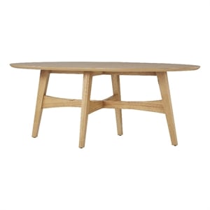 iNSPIRE Q Oval Contemporary Wood Coffee Table with Tapered Legs in Light Oak
