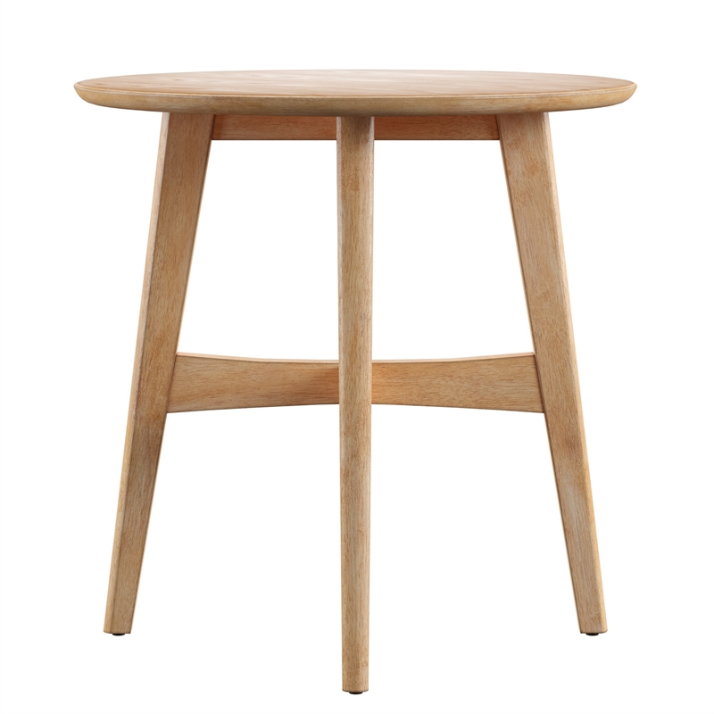 iNSPIRE Q Round Contemporary Wood End Table with Tapered Legs in Light Oak