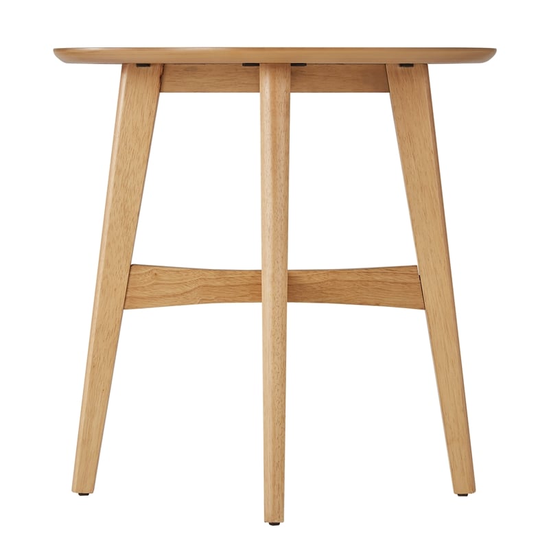 iNSPIRE Q Round Contemporary Wood End Table with Tapered Legs in Light Oak
