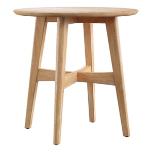 iNSPIRE Q Round Contemporary Wood End Table with Tapered Legs in Light Oak