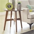 iNSPIRE Q Round Contemporary Wood End Table with Tapered Legs in Dark Walnut