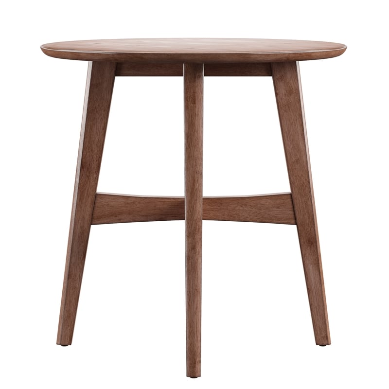 iNSPIRE Q Round Contemporary Wood End Table with Tapered Legs in Dark Walnut