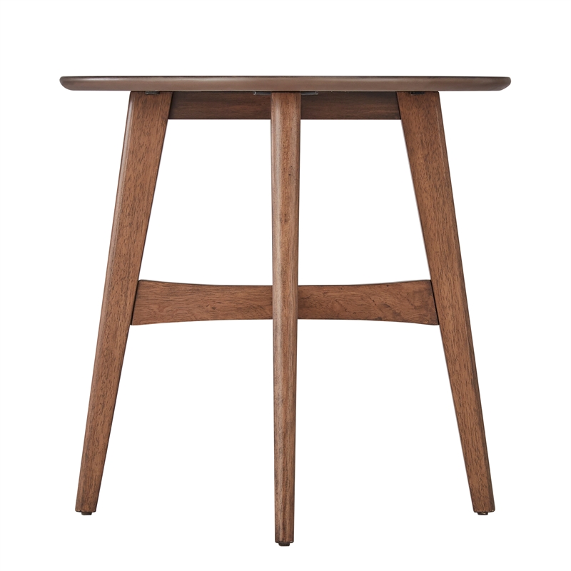 iNSPIRE Q Round Contemporary Wood End Table with Tapered Legs in Dark Walnut