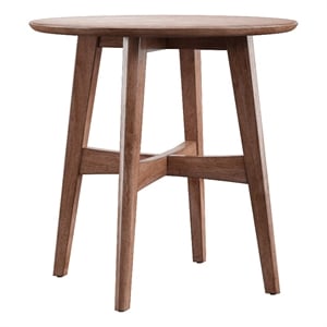 iNSPIRE Q Round Contemporary Wood End Table with Tapered Legs in Dark Walnut