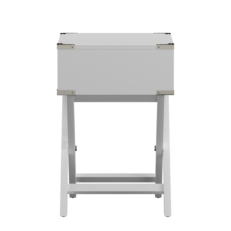iNSPIRE Q 1-Drawer Modern Wood End Table with X-Base Legs in White