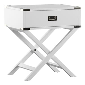 iNSPIRE Q 1-Drawer Modern Wood End Table with X-Base Legs in White