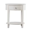 iNSPIRE Q 1-Drawer Oval Modern Wood End Table with Bottom Shelf in White