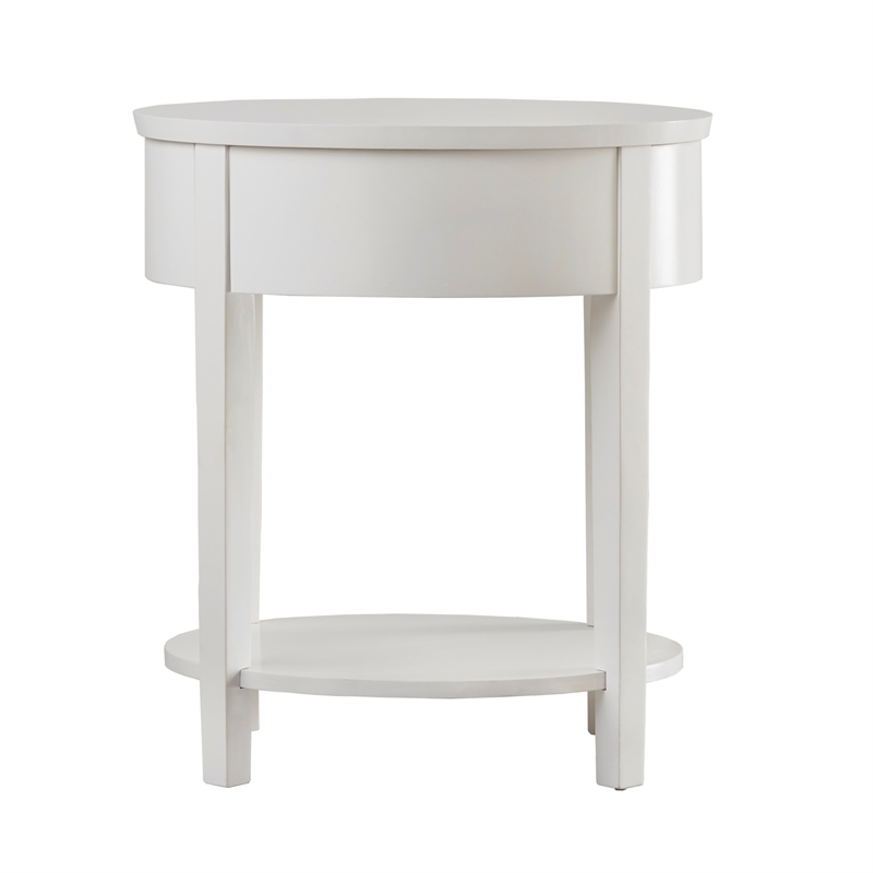 iNSPIRE Q 1-Drawer Oval Modern Wood End Table with Bottom Shelf in White