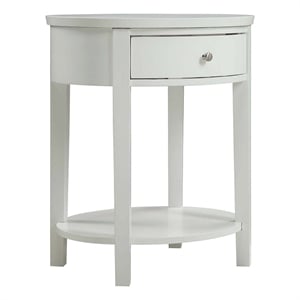 iNSPIRE Q 1-Drawer Oval Modern Wood End Table with Bottom Shelf in White
