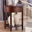 iNSPIRE Q 1-Drawer Oval Modern Wood End Table with Bottom Shelf in Espresso