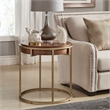 iNSPIRE Q Round Contemporary Wood & Metal End Table with in Natural/Gold