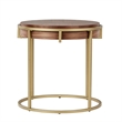 iNSPIRE Q Round Contemporary Wood & Metal End Table with in Natural/Gold