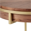 iNSPIRE Q Round Contemporary Wood & Metal End Table with in Natural/Gold