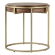 iNSPIRE Q Round Contemporary Wood & Metal End Table with in Natural/Gold