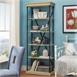 iNSPIRE Q Cornice Etagere 5-Shelf Wood & Metal Bookcase in Ivory White/Black