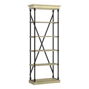 iNSPIRE Q Cornice Etagere 5-Shelf Wood & Metal Bookcase in Ivory White/Black