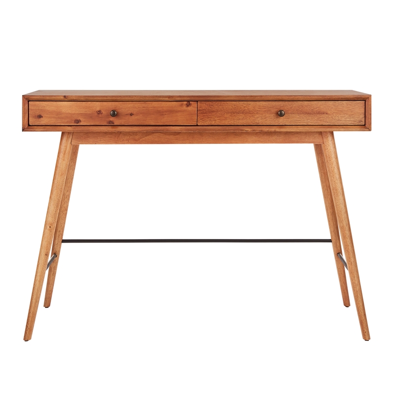 iNSPIRE Q 2-Drawer Wood TV Stand Console Table with Tapered Legs in Brown