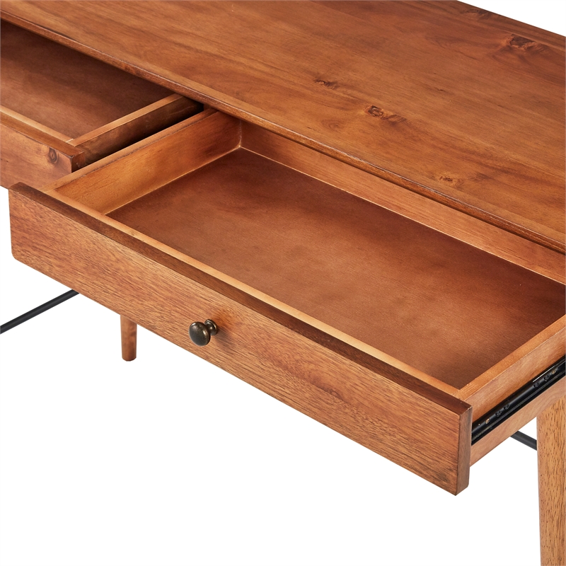 iNSPIRE Q 2-Drawer Wood TV Stand Console Table with Tapered Legs in Brown