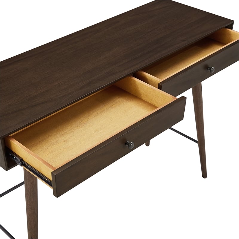 iNSPIRE Q 2-Drawer Wood TV Stand Console Table with Tapered Legs in Dark Walnut