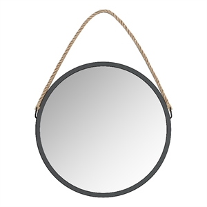 a&e bath and shower felicien round metal decorative mirror with rope in black