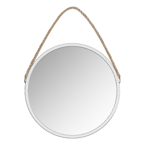 a&e bath and shower felicien round metal decorative mirror with rope in silver