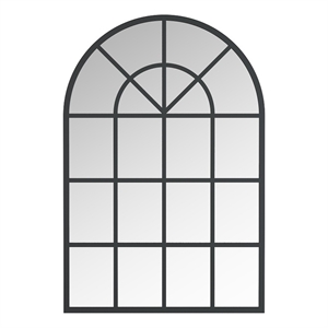 a&e bath and shower chester arched metal window pane decorative mirror in black