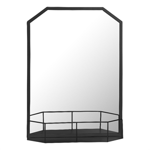 a&e bath and shower west perth metal decorative accent mirror w/ shelf in black