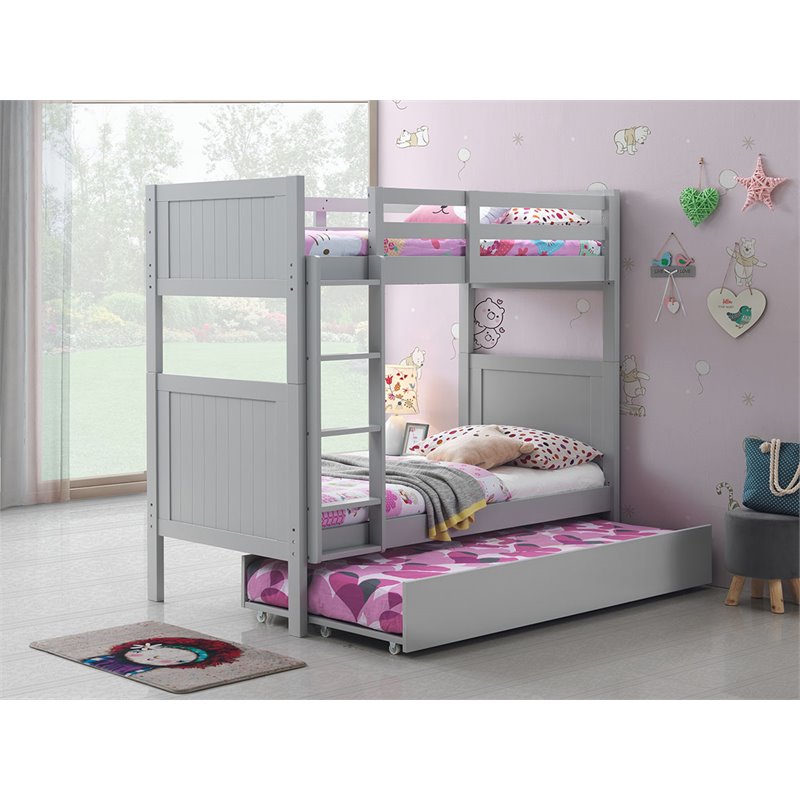 Orbelle Model 2022 Twin over Twin Modern Solid Wood Bunk Bed in Gray